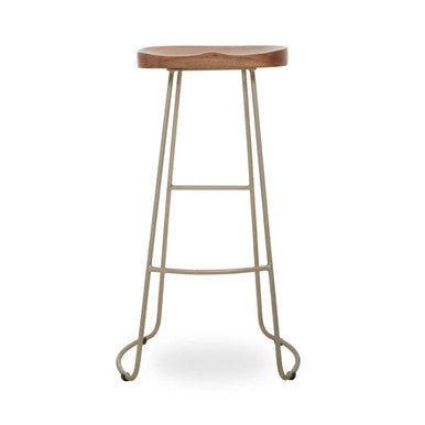 Nandri Acacia Wood and Antique Silver Bar Stool - Bargainia.com - 5018705499796