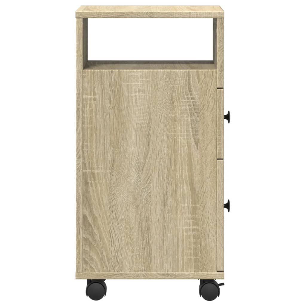 Narrow Bathroom Cabinet with Wheels Sonoma Oak Engineered Wood - Bargainia.com - 8721158400321 - 855234
