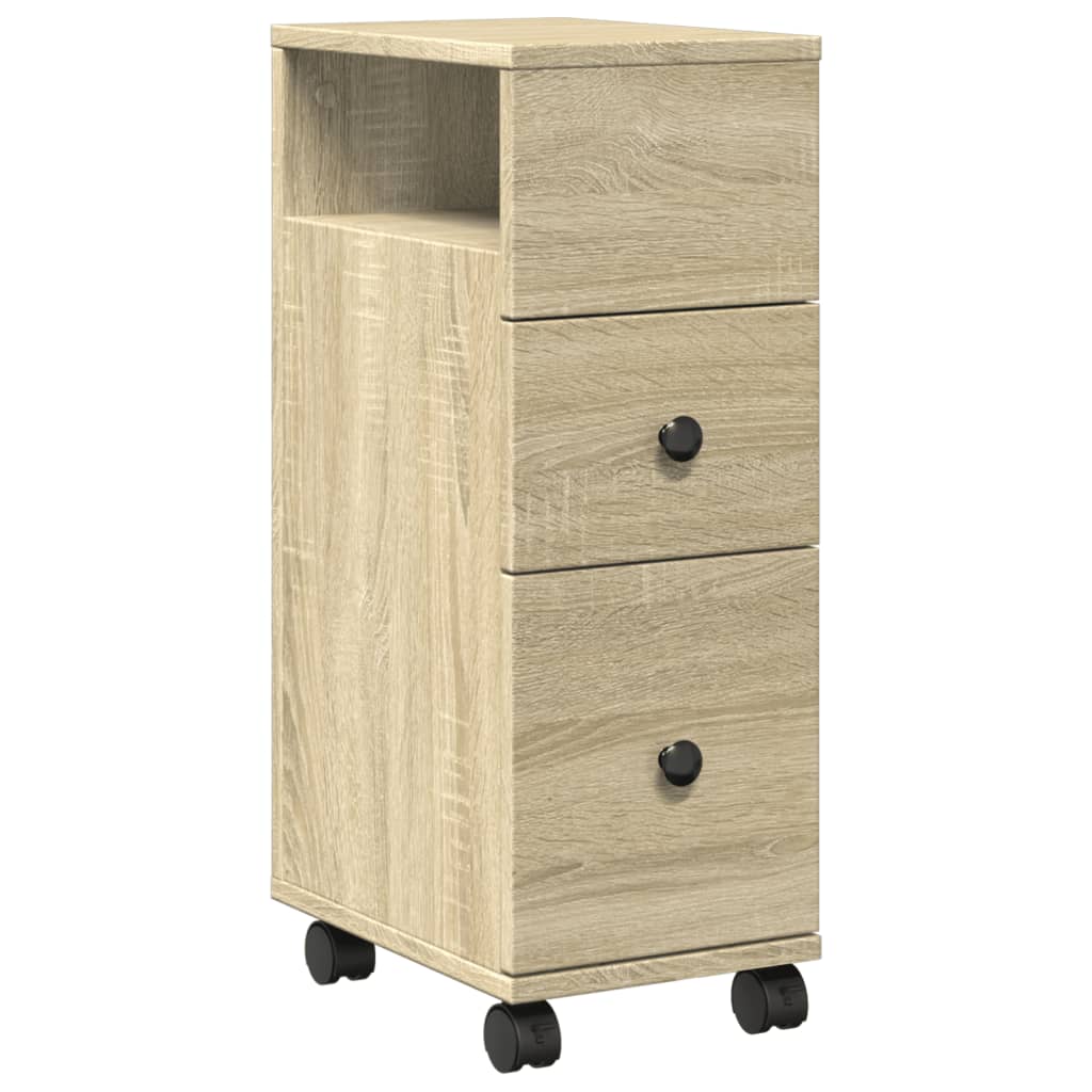 Narrow Bathroom Cabinet with Wheels Sonoma Oak Engineered Wood - Bargainia.com - 8721158400321 - 855234