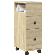 Narrow Bathroom Cabinet with Wheels Sonoma Oak Engineered Wood - Bargainia.com - 8721158400321 - 855234