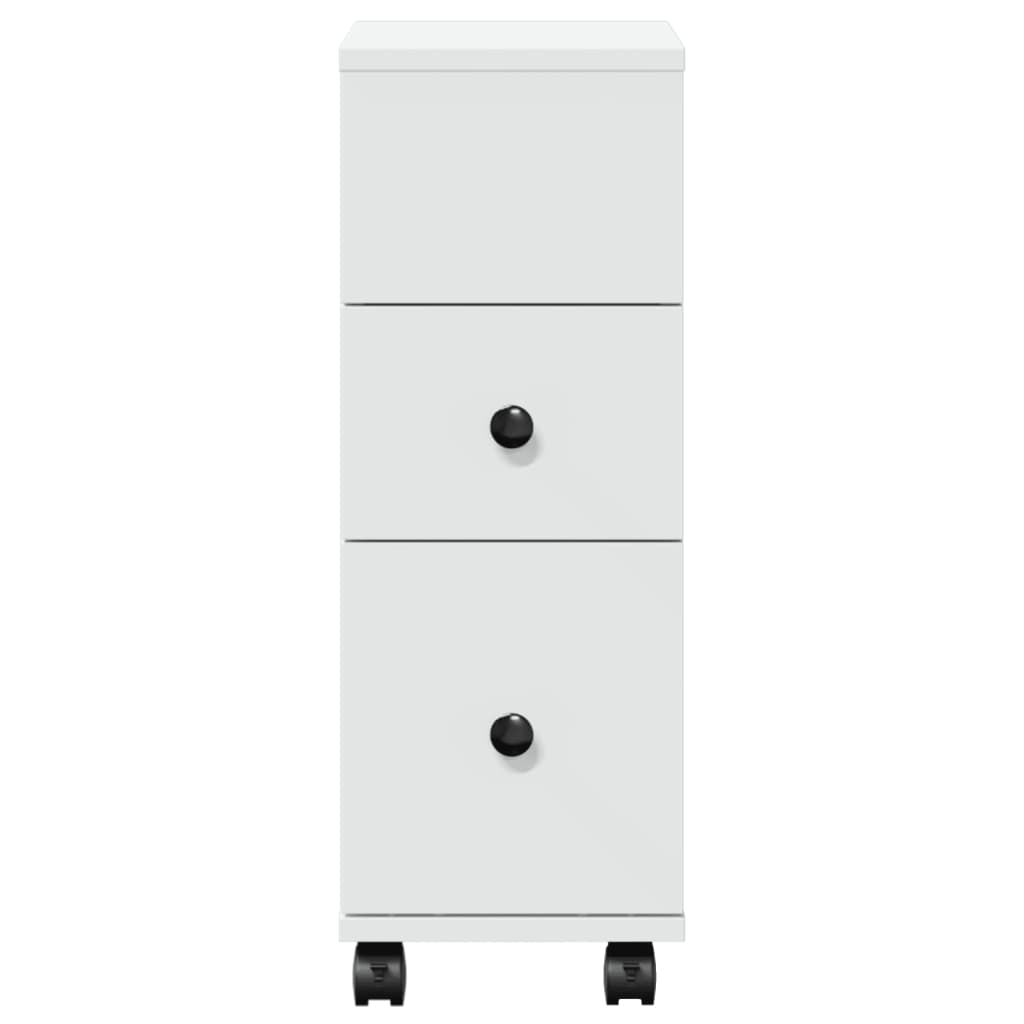Narrow Bathroom Cabinet with Wheels White Engineered Wood - Bargainia.com - 8721158400307 - 855232