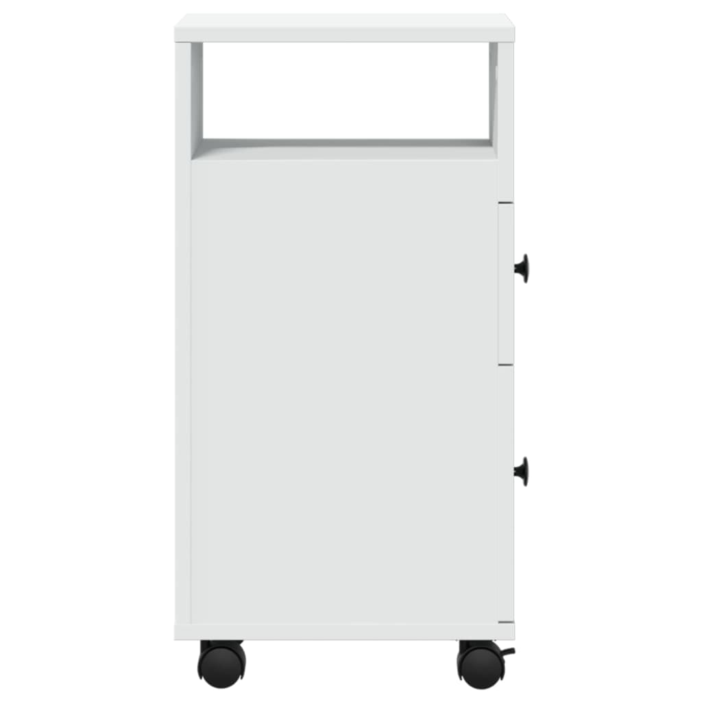 Narrow Bathroom Cabinet with Wheels White Engineered Wood - Bargainia.com - 8721158400307 - 855232