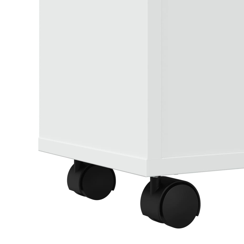 Narrow Bathroom Cabinet with Wheels White Engineered Wood - Bargainia.com - 8721158400307 - 855232