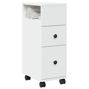 Narrow Bathroom Cabinet with Wheels White Engineered Wood - Bargainia.com - 8721158400307 - 855232