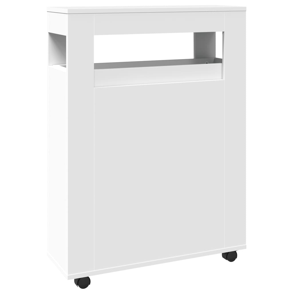 Narrow Bathroom Cabinet with Wheels White Engineered Wood - Bargainia.com - 8721158400666 - 855268