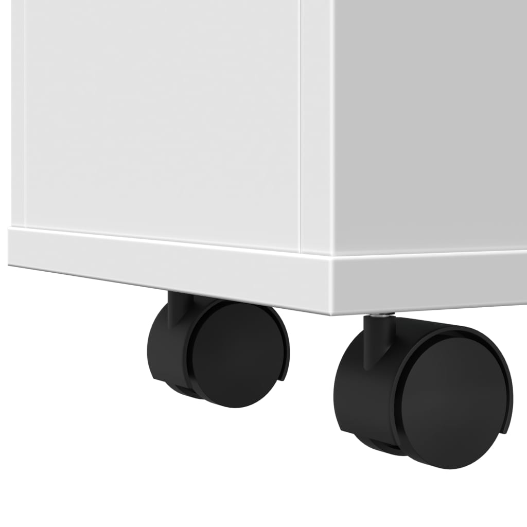 Narrow Bathroom Cabinet with Wheels White Engineered Wood - Bargainia.com - 8721158400666 - 855268