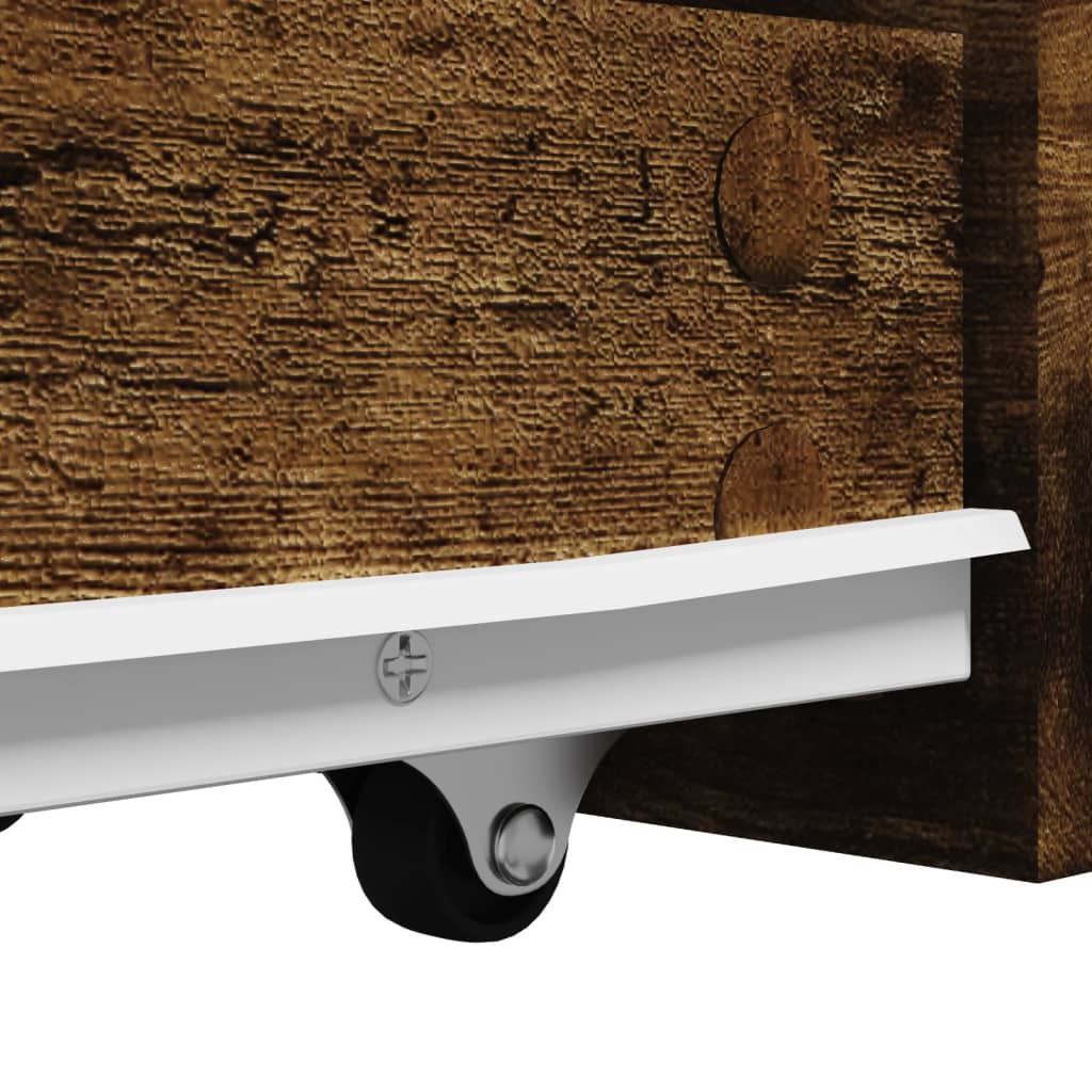 Narrow Bathroom Cupboard with Wheels Smoked Oak Engineered Wood - Bargainia.com - 8721158400796 - 855281