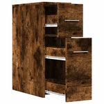 Narrow Bathroom Cupboard with Wheels Smoked Oak Engineered Wood - Bargainia.com - 