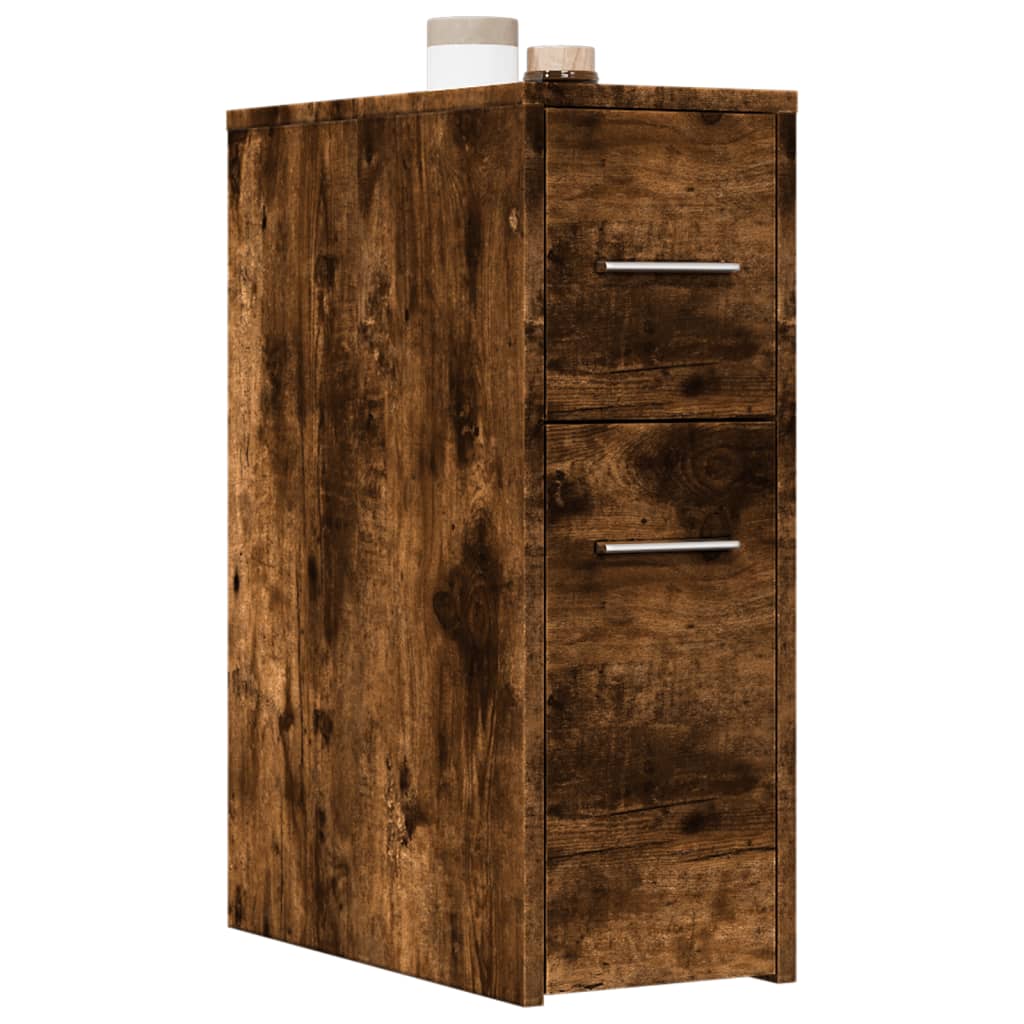 Narrow Bathroom Cupboard with Wheels Smoked Oak Engineered Wood - Bargainia.com - 8721158400796 - 855281