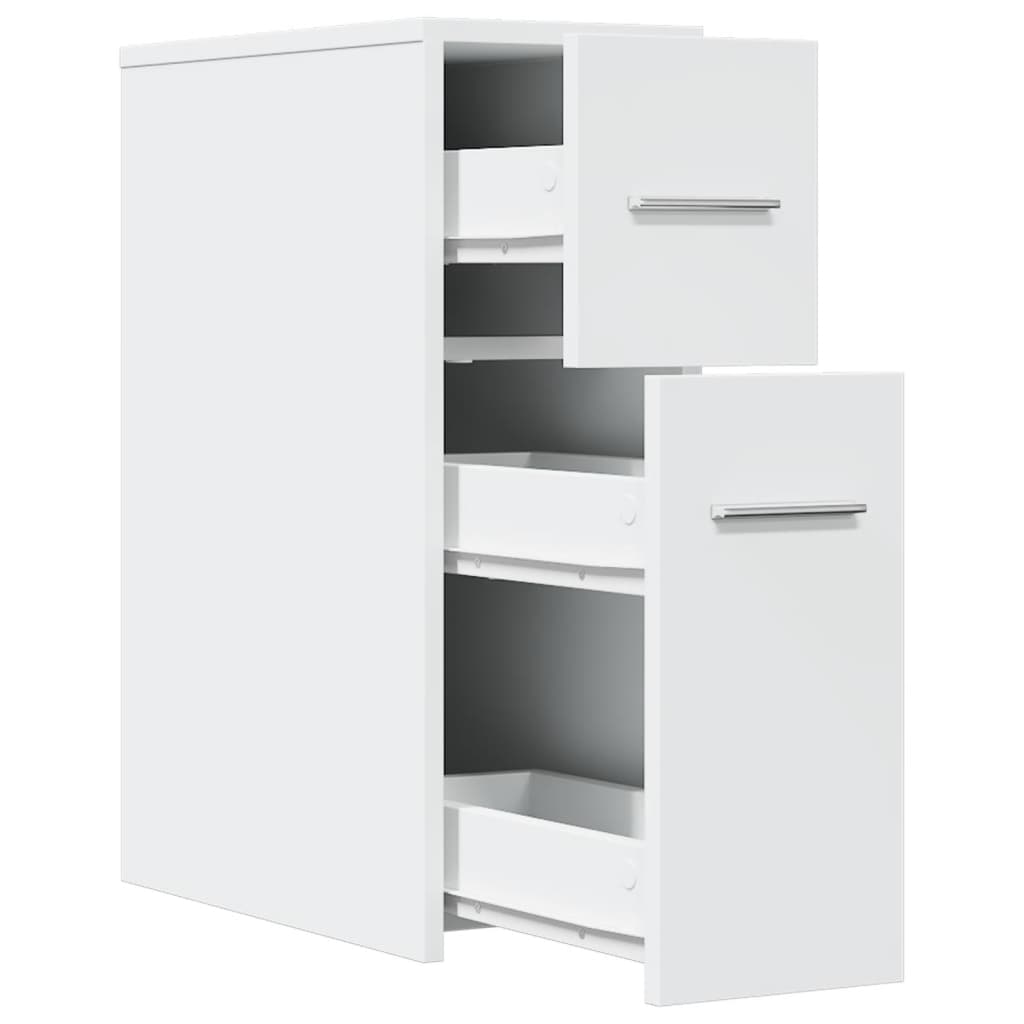 Narrow Bathroom Cupboard with Wheels White Engineered Wood - Bargainia.com - 8721158400758 - 855277