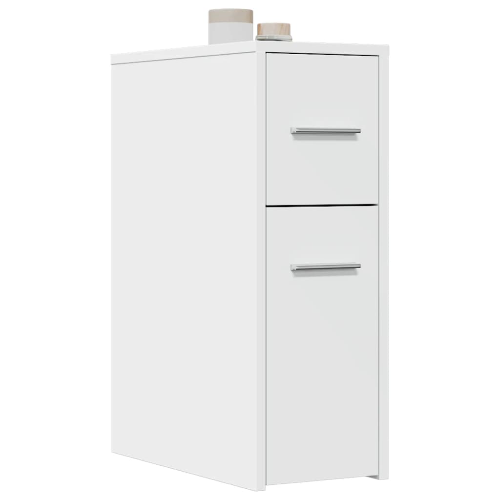 Narrow Bathroom Cupboard with Wheels White Engineered Wood - Bargainia.com - 8721158400758 - 855277