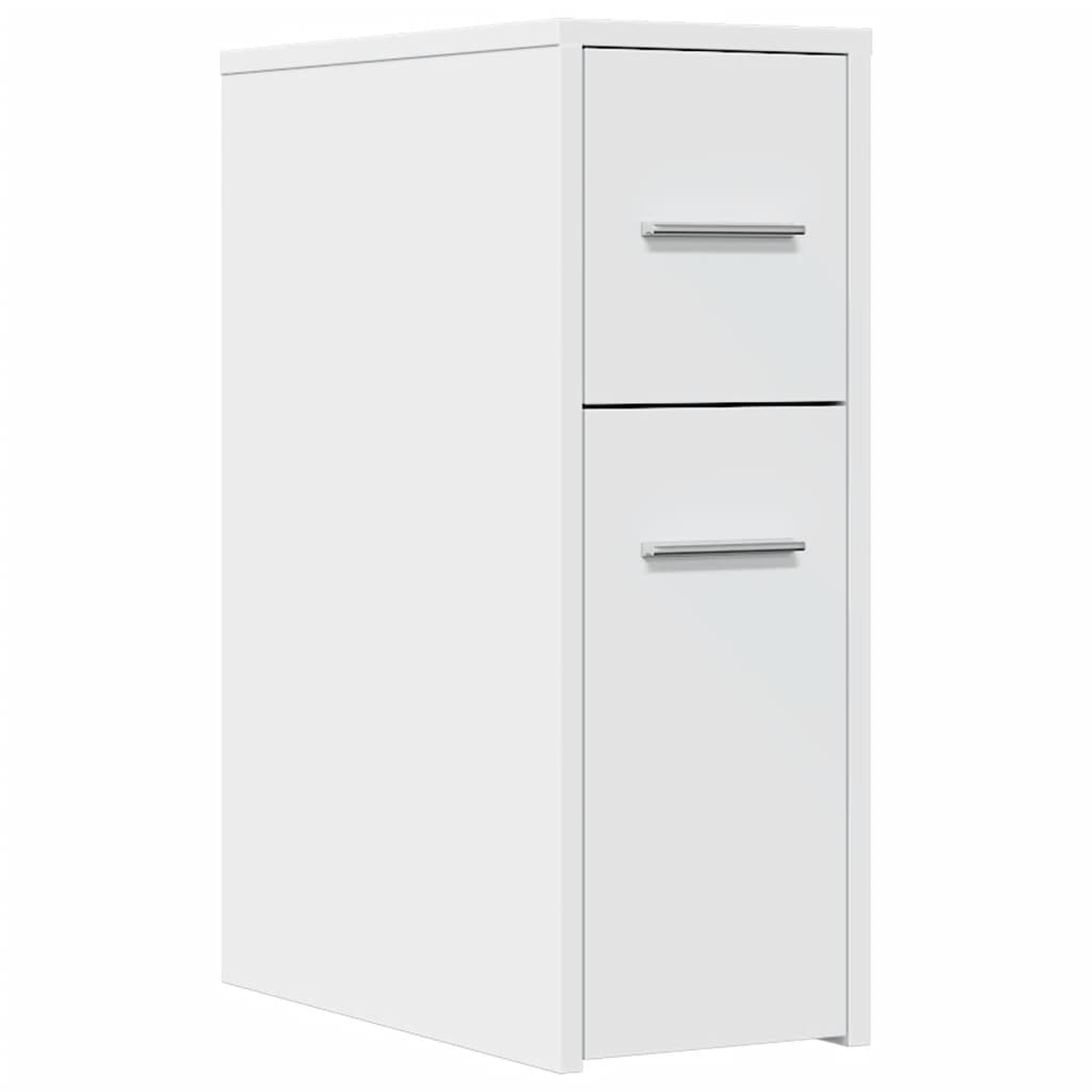 Narrow Bathroom Cupboard with Wheels White Engineered Wood - Bargainia.com - 8721158400758 - 855277