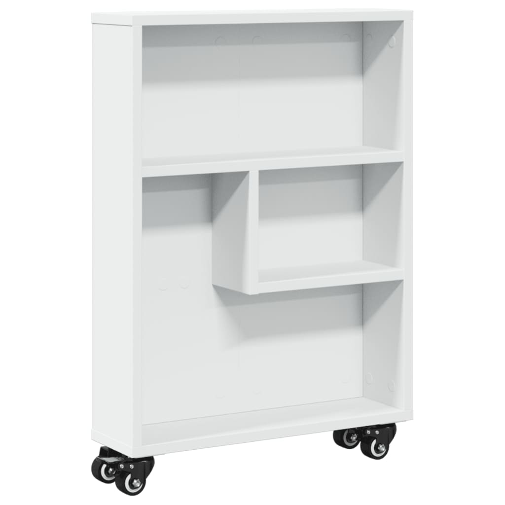 Narrow Storage Trolley White 48x13x68 cm Engineered Wood - Bargainia.com - 