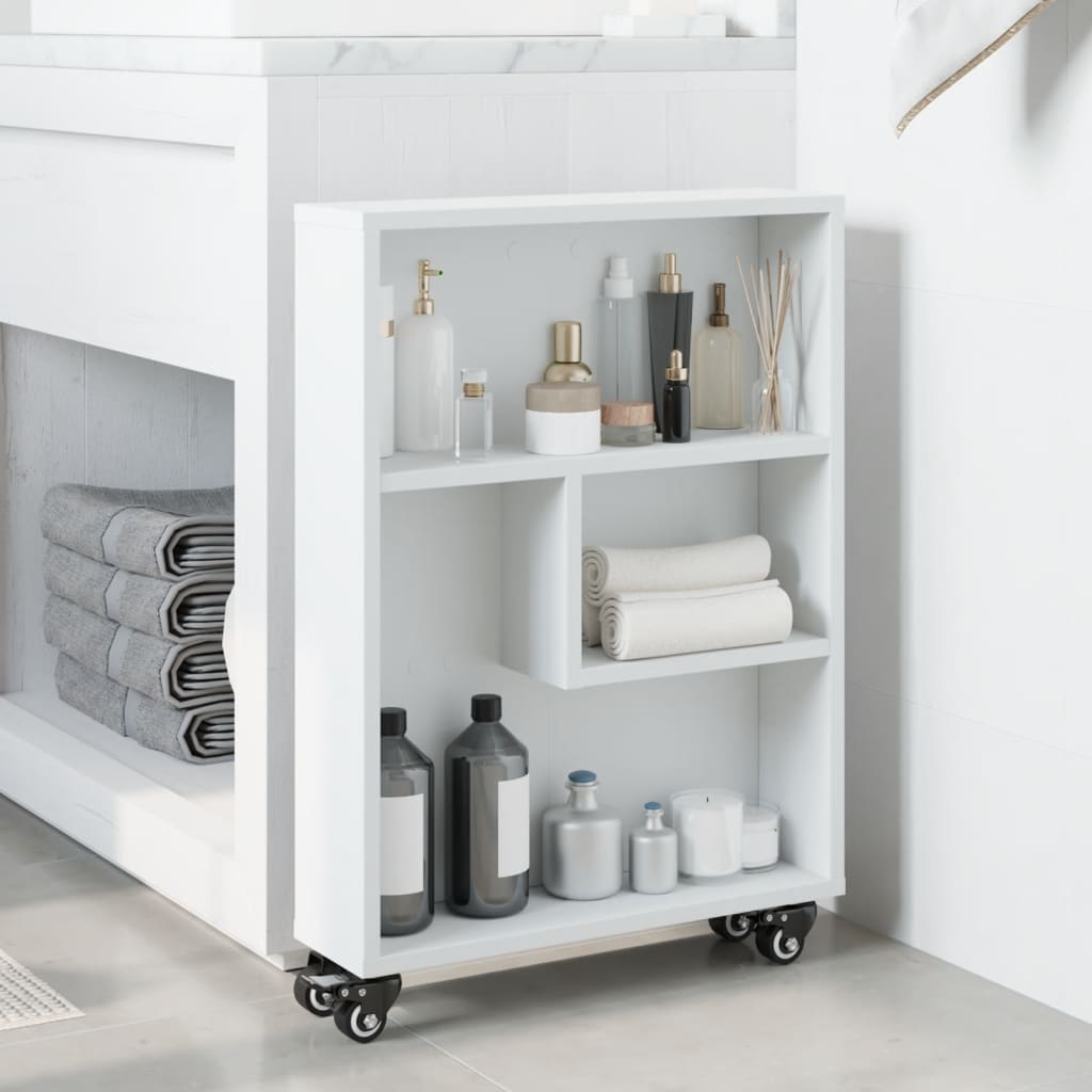 Narrow Storage Trolley White 48x13x68 cm Engineered Wood - Bargainia.com - 8721158400215 - 855223