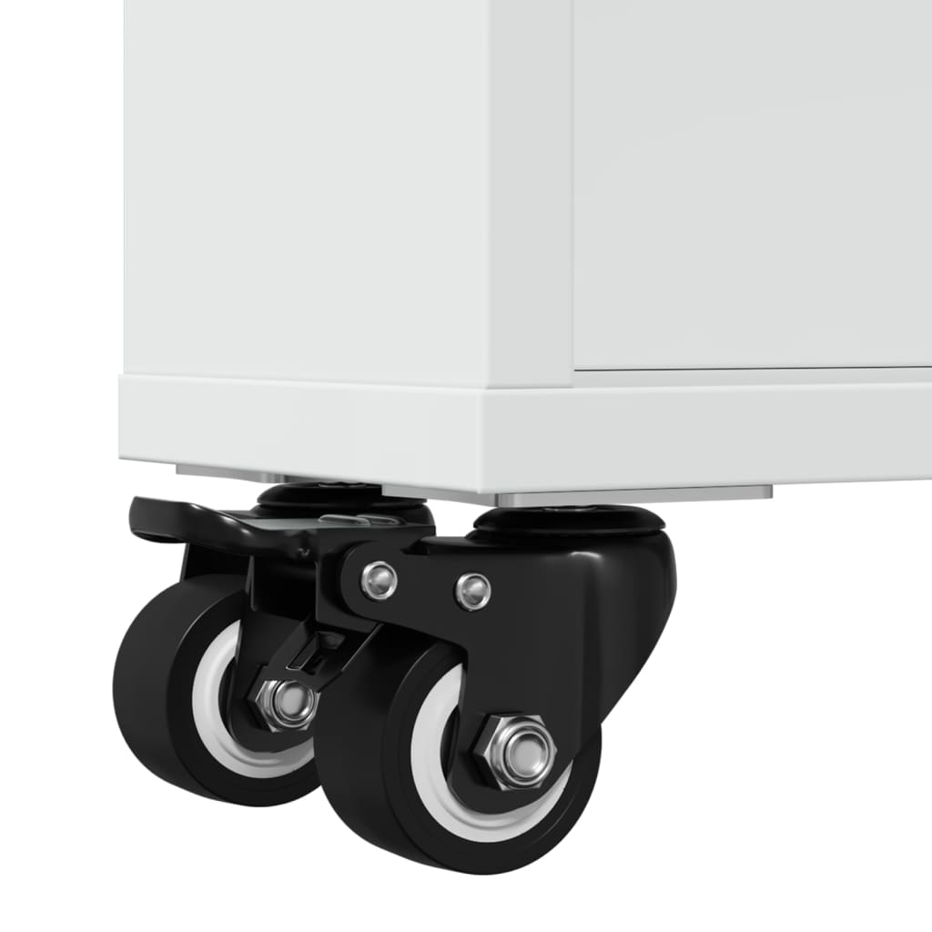 Narrow Storage Trolley White 48x13x68 cm Engineered Wood - Bargainia.com - 