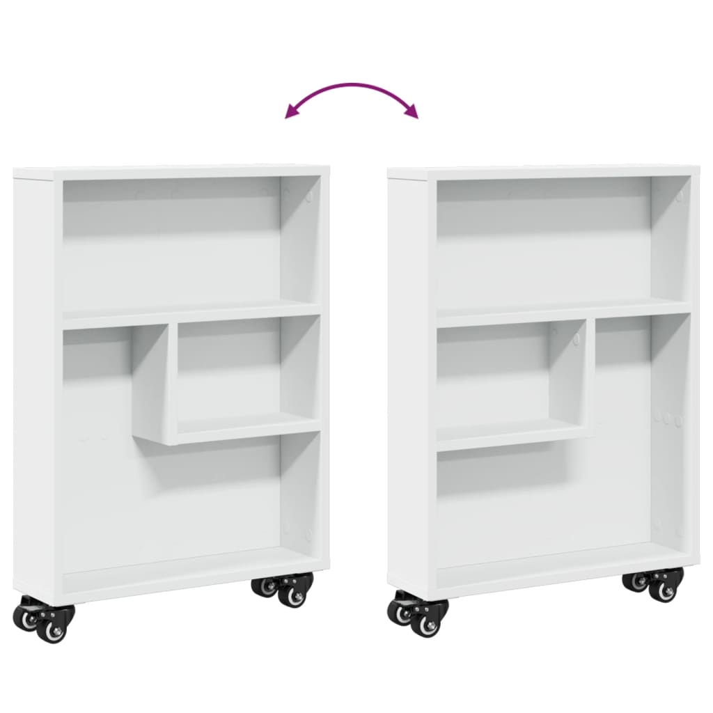 Narrow Storage Trolley White 48x13x68 cm Engineered Wood - Bargainia.com - 8721158400215 - 855223