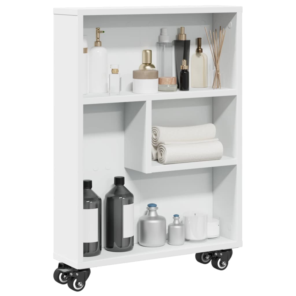 Narrow Storage Trolley White 48x13x68 cm Engineered Wood - Bargainia.com - 