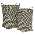 Nautical Set Of Two Black And White Woven Storage Baskets - Bargainia.com - 5018705340920