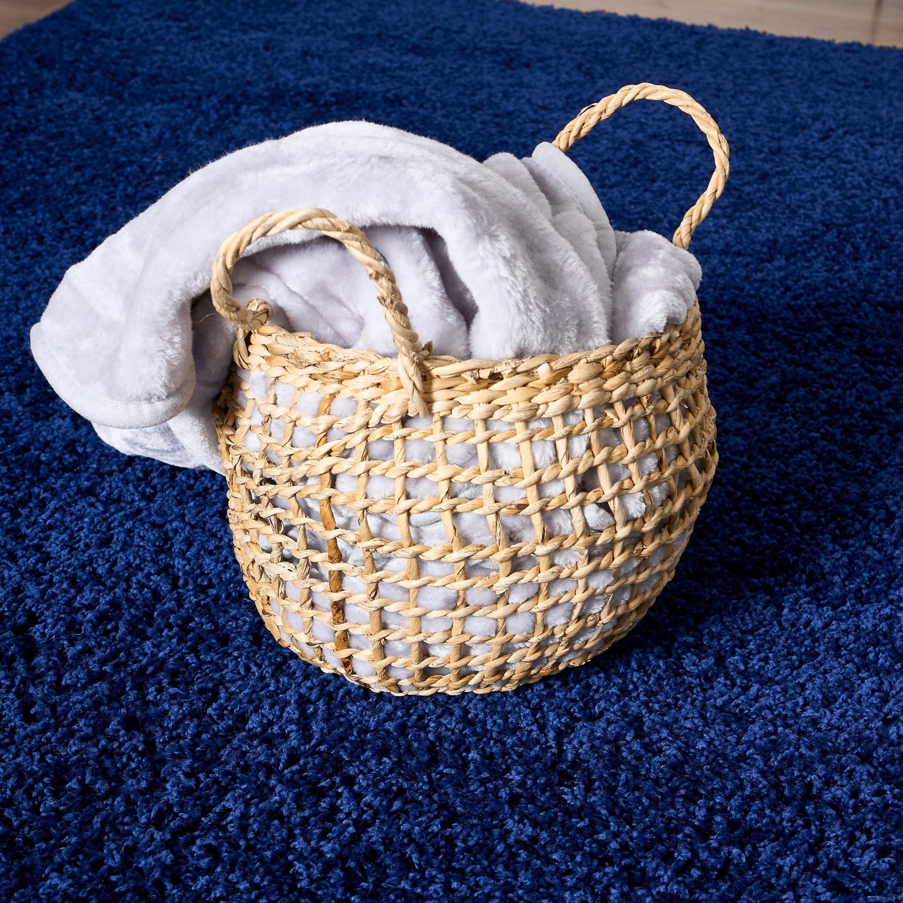 Navy Blue Thick Shaggy Rug - California - Bargainia.com - 