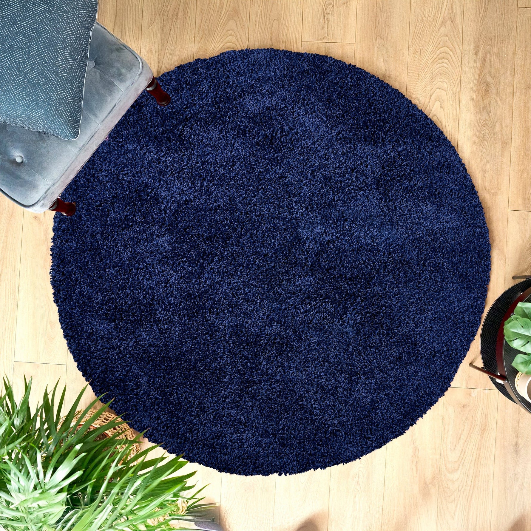 Navy Blue Thick Shaggy Rug - California - Bargainia.com - 