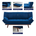 Navy Blue Velvet 3 Seater Sofa Bed - Mondaine - Bargainia.com - 