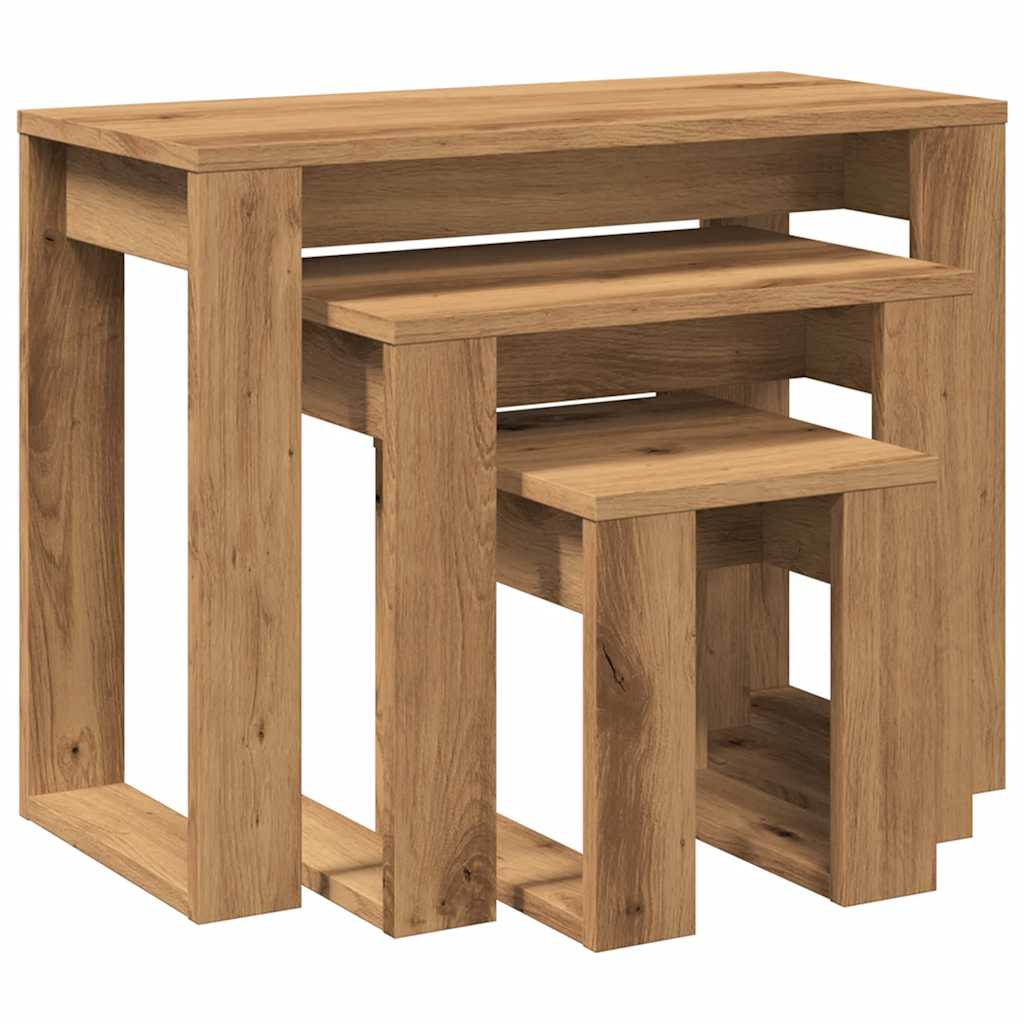 Nest of Tables 3 pcs Artisan Oak Engineered Wood - Bargainia.com - 