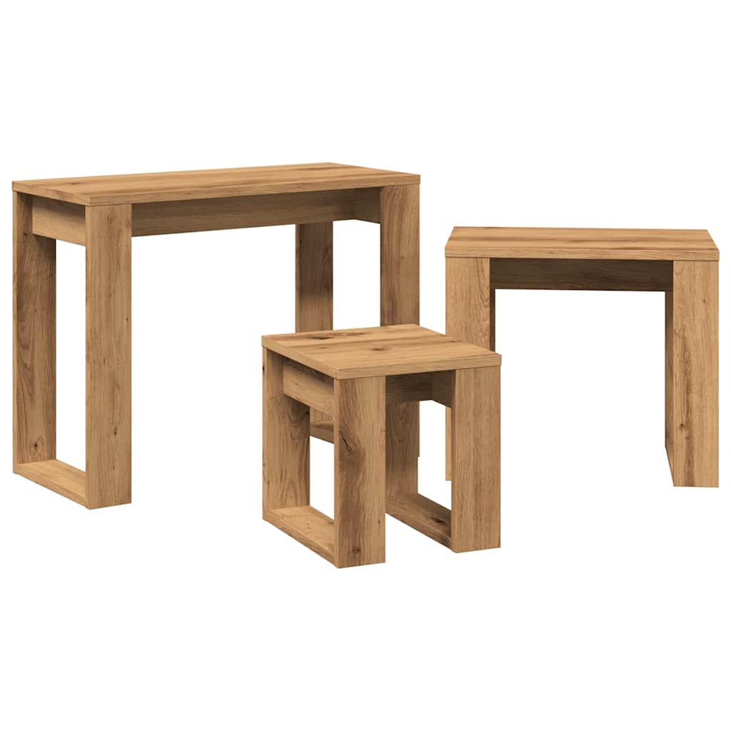 Nest of Tables 3 pcs Artisan Oak Engineered Wood - Bargainia.com - 