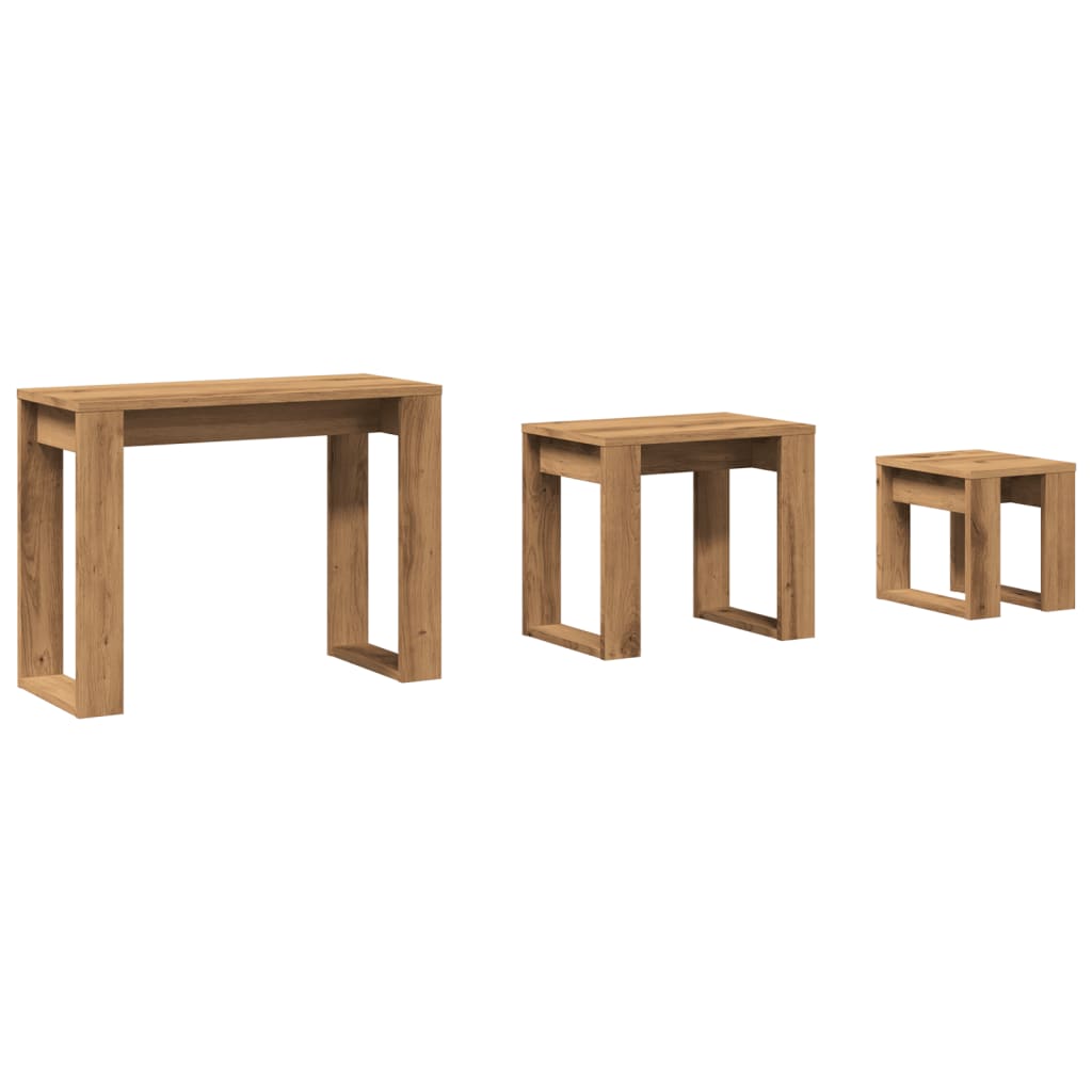 Nest of Tables 3 pcs Artisan Oak Engineered Wood - Bargainia.com - 