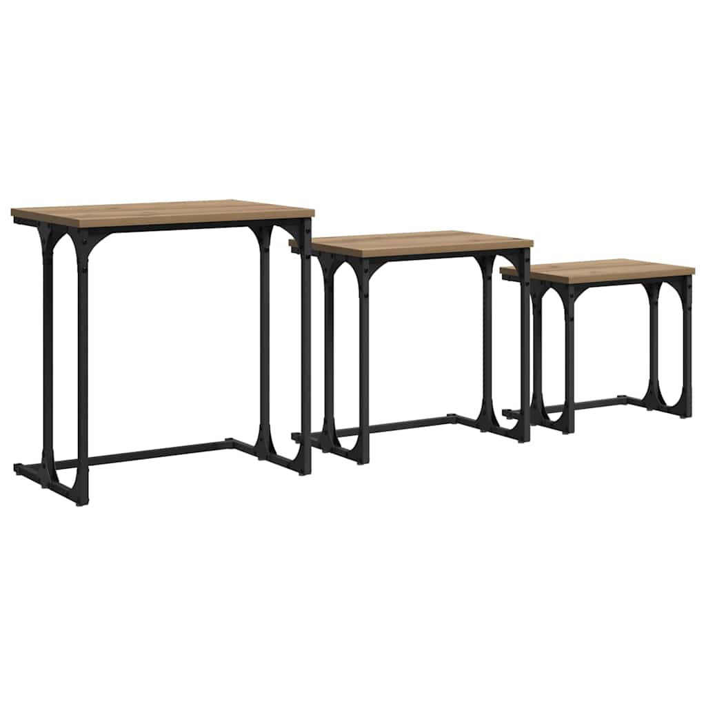 Nesting Coffee Table 3 pcs Artisan oak 50.5 x 35 x 53 cm - Bargainia.com - 