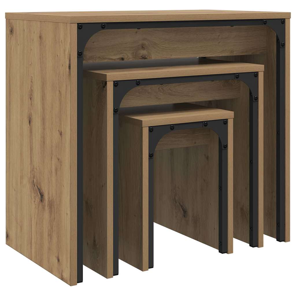 Nesting Coffee Table 3 pcs Artisan oak 60 x 35 x 56 cm - Bargainia.com - 