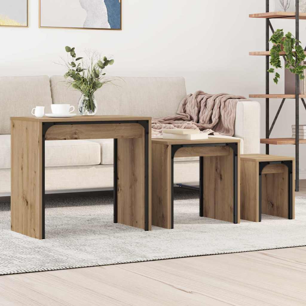 Nesting Coffee Table 3 pcs Artisan oak 60 x 35 x 56 cm - Bargainia.com - 8721288900197 - 883535