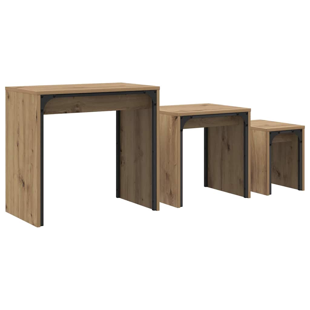 Nesting Coffee Table 3 pcs Artisan oak 60 x 35 x 56 cm - Bargainia.com - 