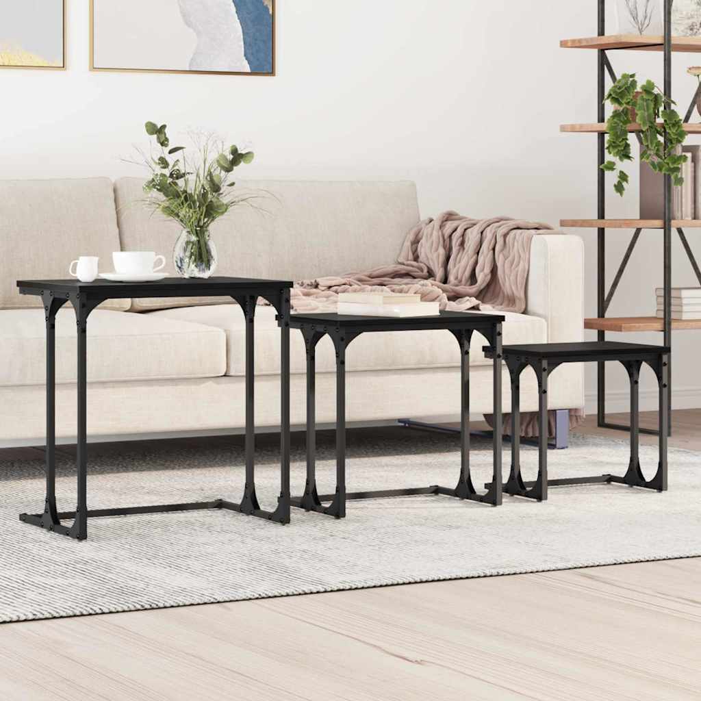 Nesting Coffee Table 3 pcs Black oak 50.5 x 35 x 53 cm - Bargainia.com - 