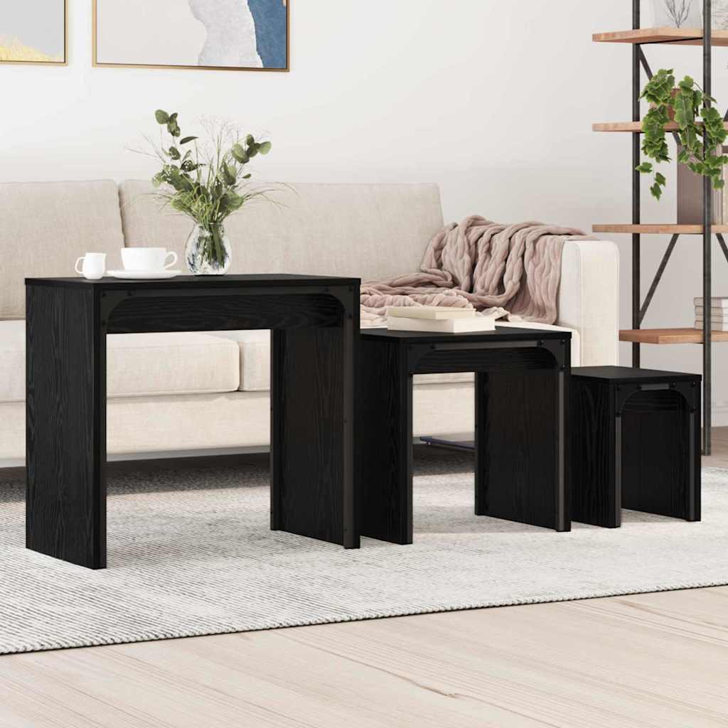 Nesting Coffee Table 3 pcs Black oak 60 x 35 x 56 cm - Bargainia.com - 