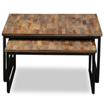 Nesting Coffee Table Set 2 Pieces Solid Reclaimed Teak - Bargainia.com - 