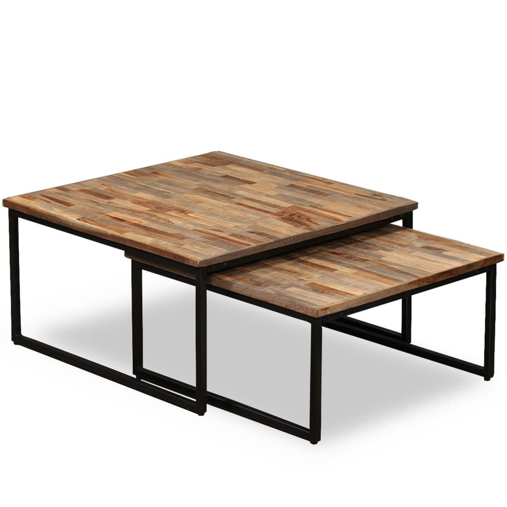 Nesting Coffee Table Set 2 Pieces Solid Reclaimed Teak - Bargainia.com - 