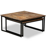 Nesting Coffee Table Set 2 Pieces Solid Reclaimed Teak - Bargainia.com - 