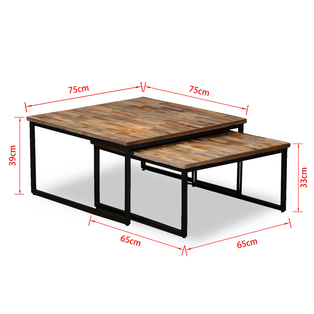 Nesting Coffee Table Set 2 Pieces Solid Reclaimed Teak - Bargainia.com - 