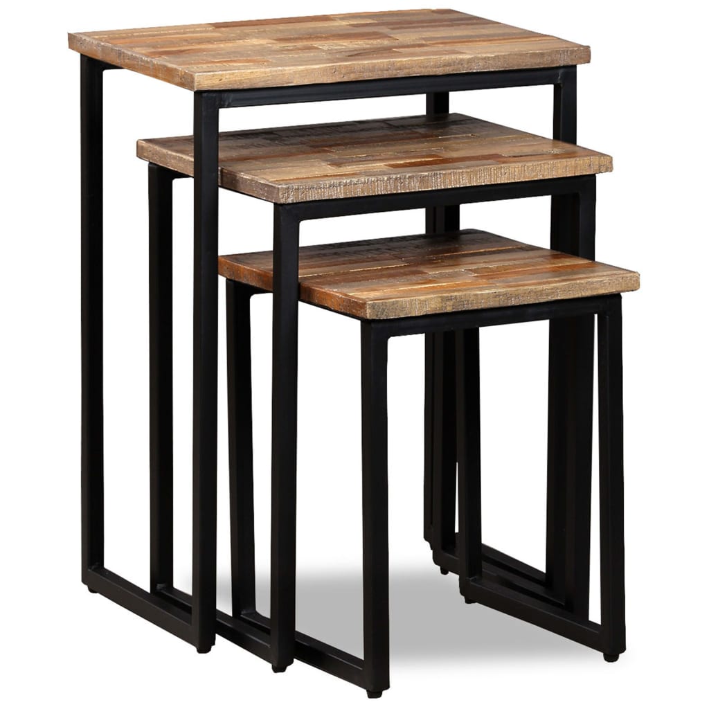 Nesting Coffee Table Set 3 Pieces Solid Reclaimed Teak - Bargainia.com - 