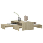 Nesting Coffee Table Set Sonoma Oak 100x100x26.5 cm Engineered Wood - Bargainia.com - 
