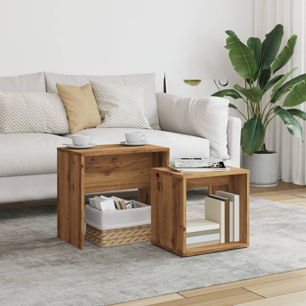 Nesting Coffee Tables 2 pcs Artisan Oak Engineered Wood - Bargainia.com - 