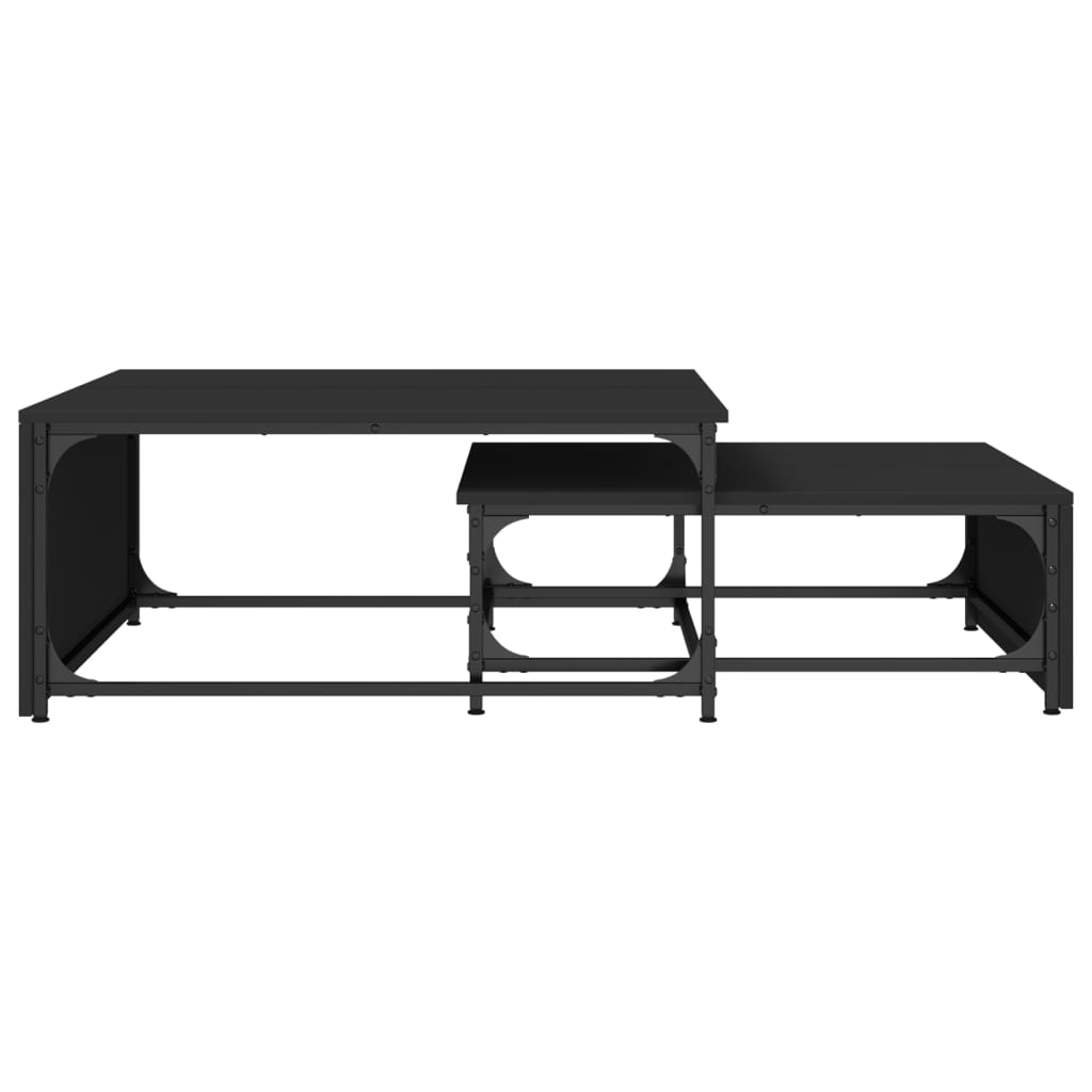 Nesting Coffee Tables 2 pcs Black Engineered Wood and Metal - Bargainia.com - 