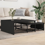 Nesting Coffee Tables 2 pcs Black Engineered Wood and Metal - Bargainia.com - 