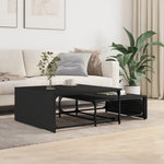 Nesting Coffee Tables 2 pcs Black Engineered Wood and Metal - Bargainia.com - 