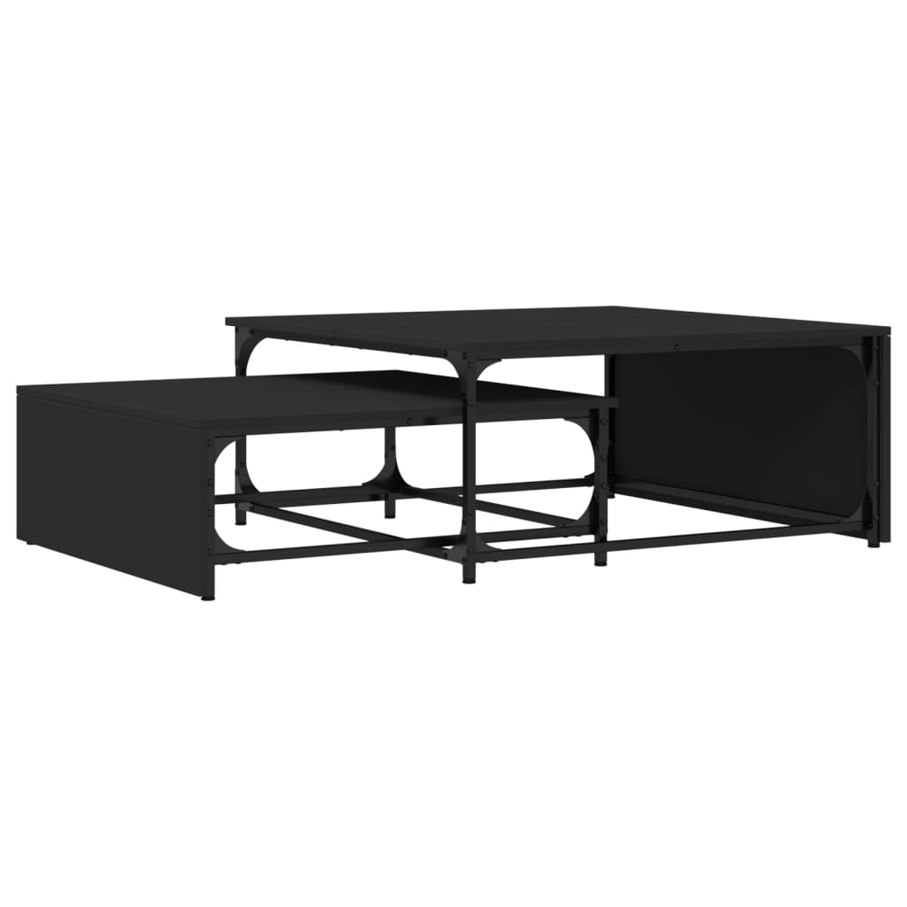 Nesting Coffee Tables 2 pcs Black Engineered Wood and Metal - Bargainia.com - 