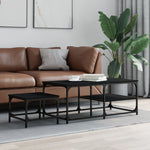 Nesting Coffee Tables 2 pcs Black Engineered Wood - Bargainia.com - 