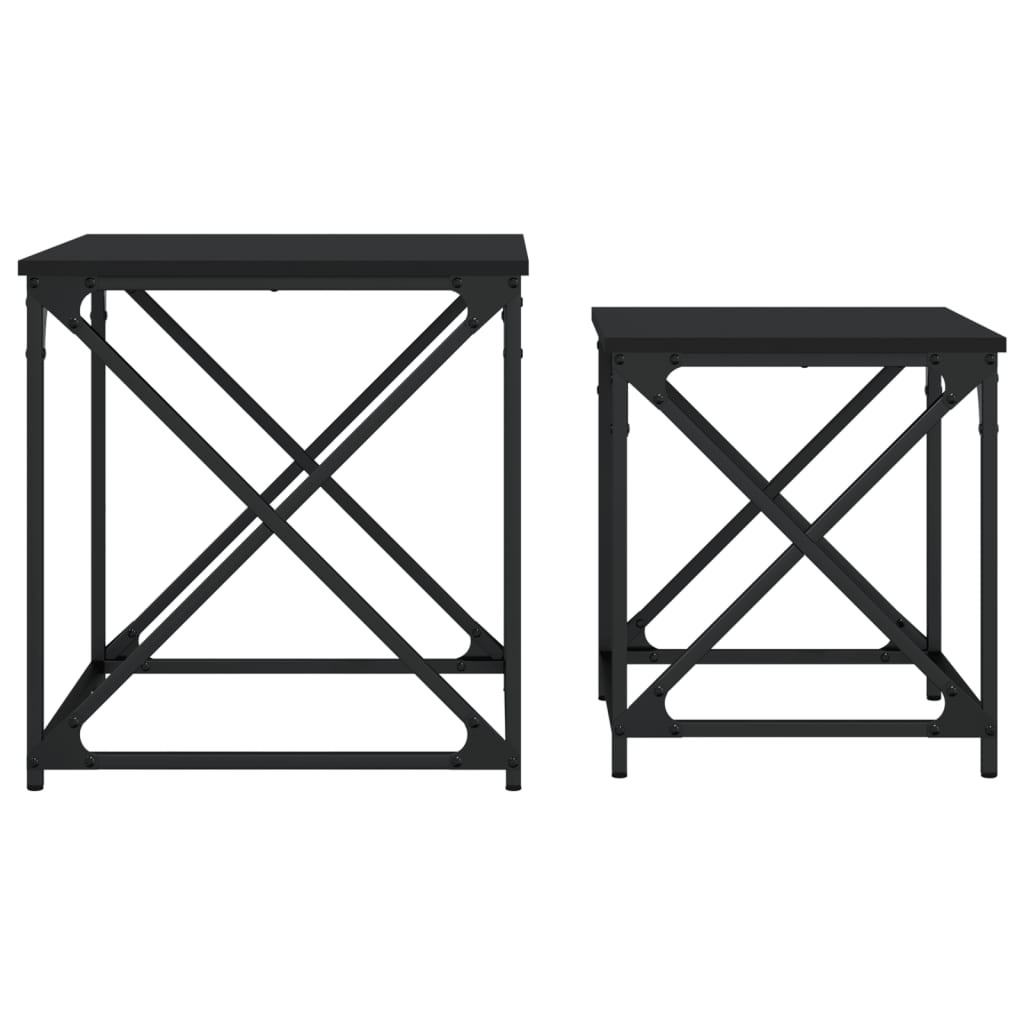 Nesting Coffee Tables 2 pcs Black Engineered Wood - Bargainia.com - 