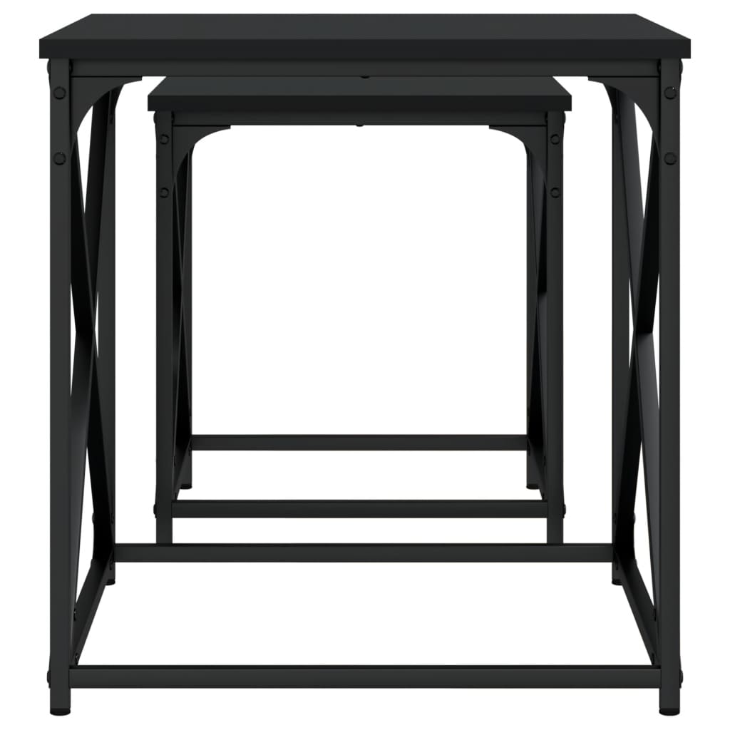 Nesting Coffee Tables 2 pcs Black Engineered Wood - Bargainia.com - 