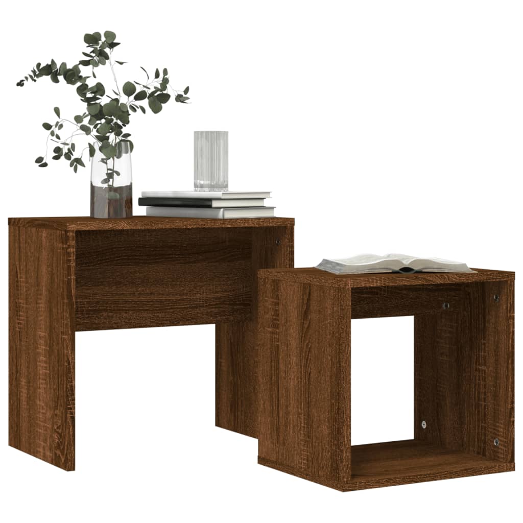 Nesting Coffee Tables 2 pcs Brown Oak Engineered Wood - Bargainia.com - 