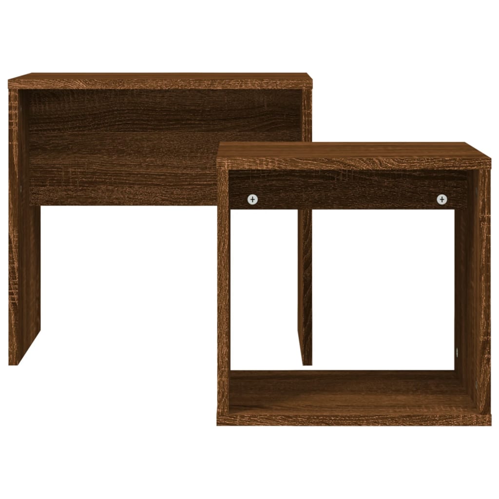 Nesting Coffee Tables 2 pcs Brown Oak Engineered Wood - Bargainia.com - 